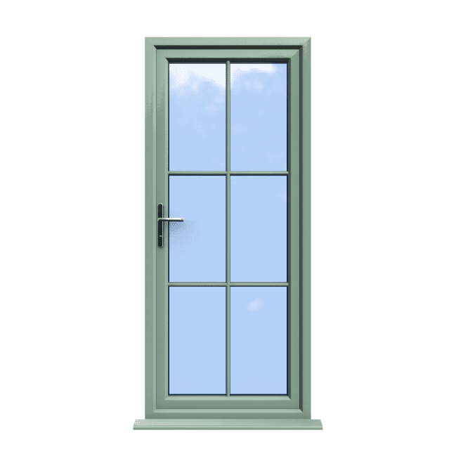 Canterbury - Chartwell Green On White uPVC Door Supply Only With Astragal Bar 1 Canterbury - Chartwell Green On White uPVC Door Supply Only With Astragal Bar
