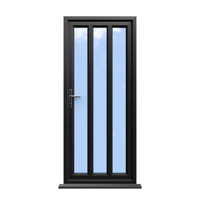 London - Black On White Double Glazed uPVC Door Supply Only