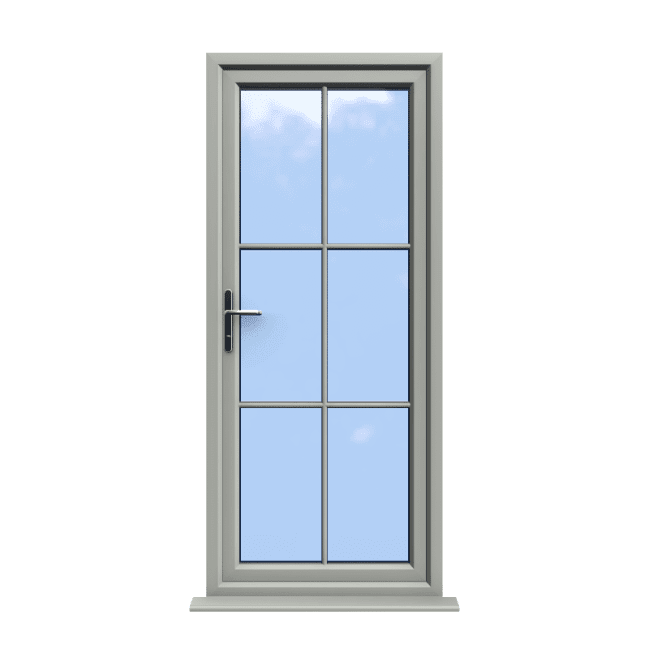 Canterbury - Agate Grey On White uPVC Door Supply Only With Astragal Bar 1 Canterbury - Agate Grey On White uPVC Door Supply Only With Astragal Bar