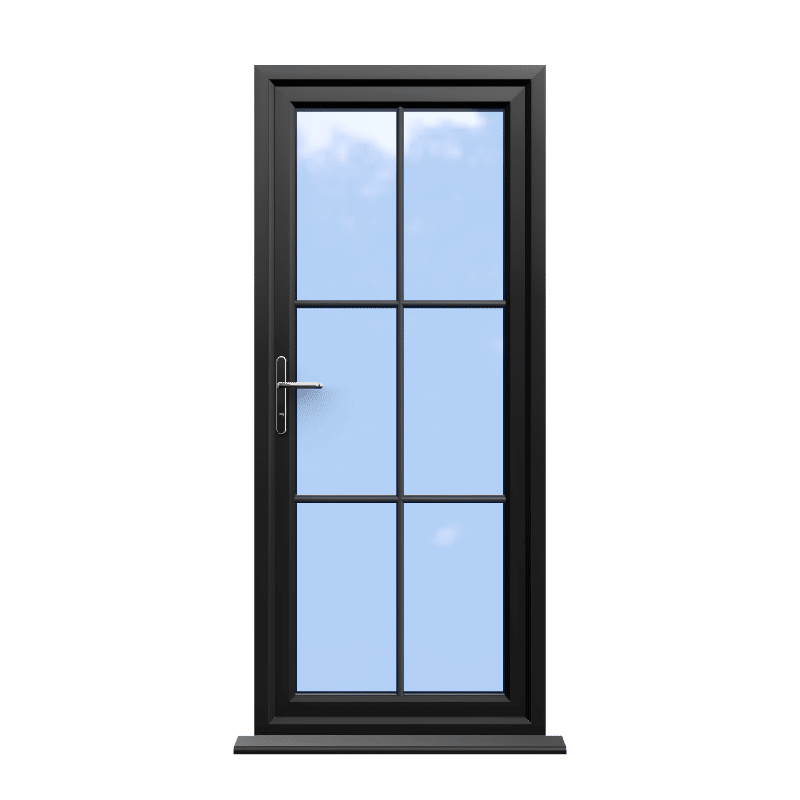 Canterbury - Black On White uPVC Door Supply Only With Astragal Bar 1 Canterbury - Black On White uPVC Door Supply Only With Astragal Bar