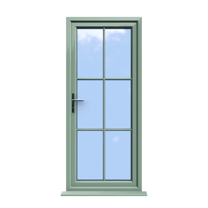 Canterbury - Chartwell Green On White uPVC Door Supply Only With Astragal Bar 1 Canterbury - Chartwell Green On White uPVC Door Supply Only With Astragal Bar