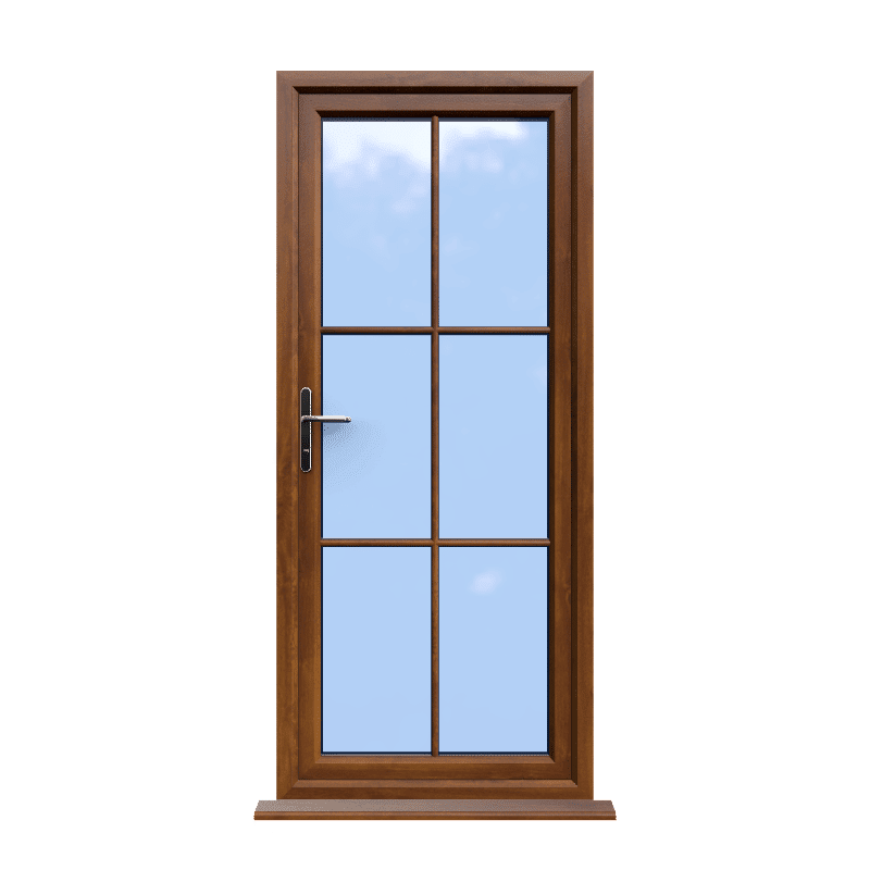 Canterbury - Golden Oak On White uPVC Door Supply Only With Astragal Bar 1 Canterbury - Golden Oak On White uPVC Door Supply Only With Astragal Bar