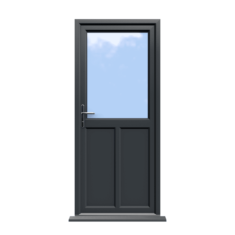 Cardiff - Anthracite Grey On White Half Glazed uPVC Door Supply Only 1 Cardiff - Anthracite Grey Half Glazed uPVC Door Supply Only