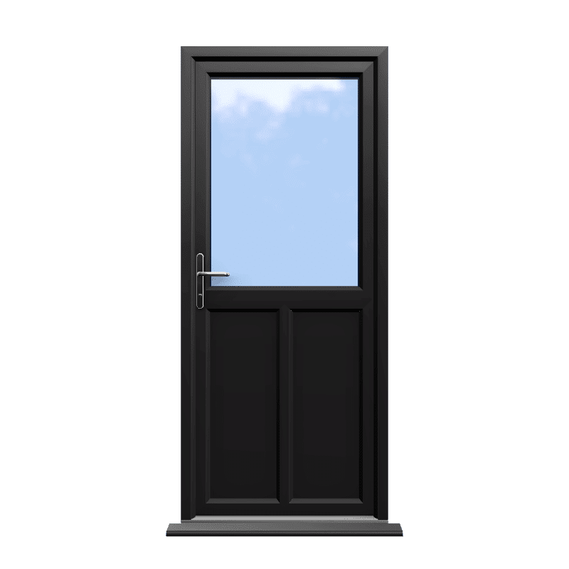 Cardiff - Black Half Glazed uPVC Door Supply Only 1 Cardiff - Black Half Glazed uPVC Door Supply Only