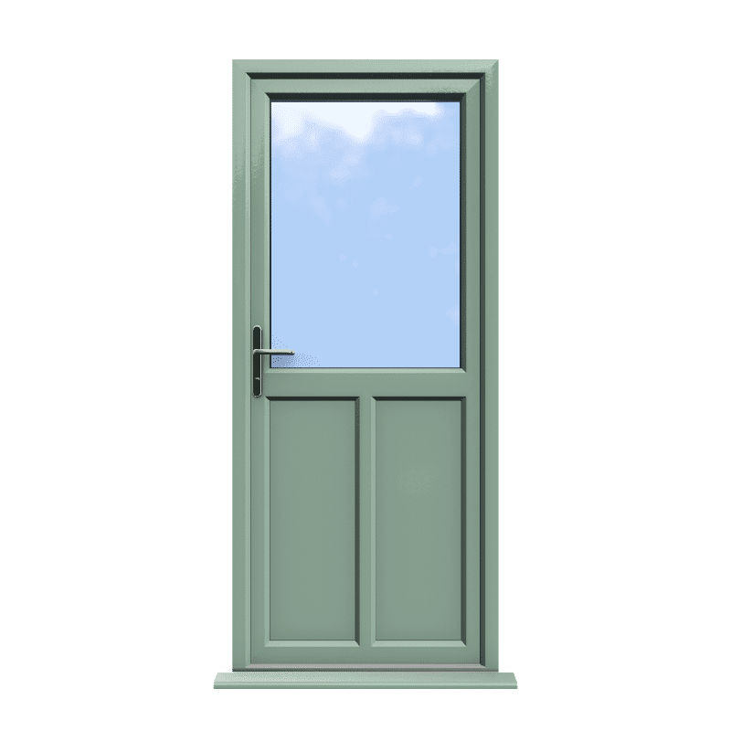 Cardiff - Chartwell Green On White Half Glazed uPVC Door Supply Only 1 Cardiff - Chartwell Green Half Glazed uPVC Door Supply Only
