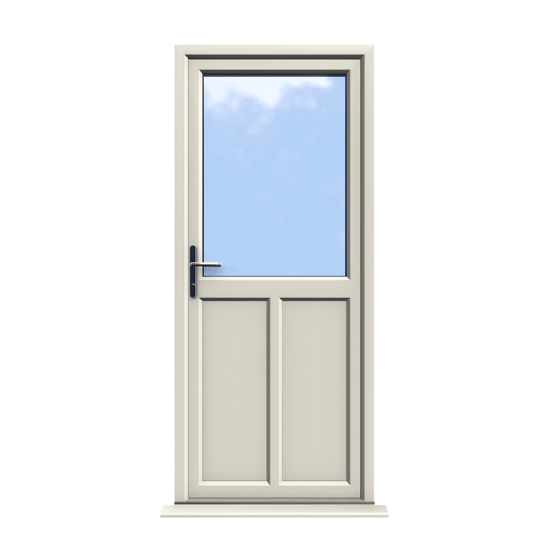 Cardiff - Cream On White Half Glazed uPVC Door Supply Only 1 Cardiff - Cream Half Glazed uPVC Door Supply Only