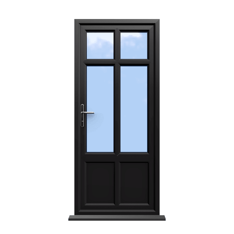 Liverpool - Black On White Double Glazed uPVC Door Supply Only 1 Liverpool - Black Double Glazed uPVC Door Supply Only