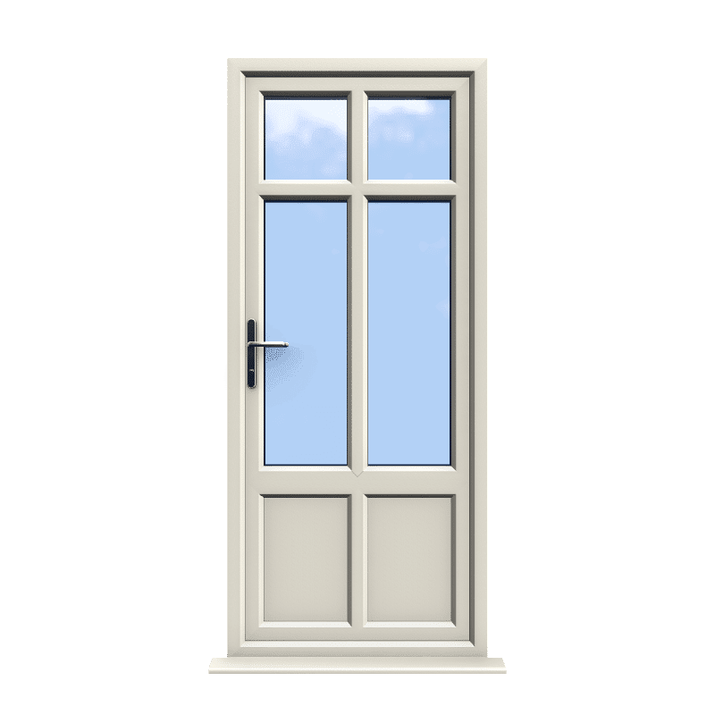 Liverpool - Cream On White Double Glazed uPVC Door Supply Only 1 Liverpool - Cream Double Glazed uPVC Door Supply Only