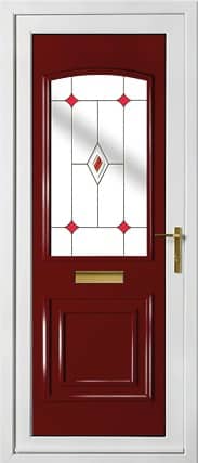 Balmoral One Classic Fused Jewel Red Panel External uPVC Door 1 Balmoral One Classic Fused Jewel Red Panel External uPVC Door
