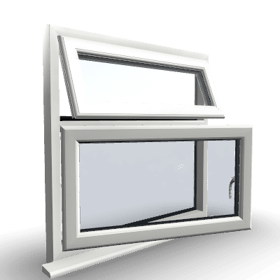 2 Section Top Hung And Bottom Left Hung uPVC Window 1 2 Section Right Top Hung Opener uPVC Window