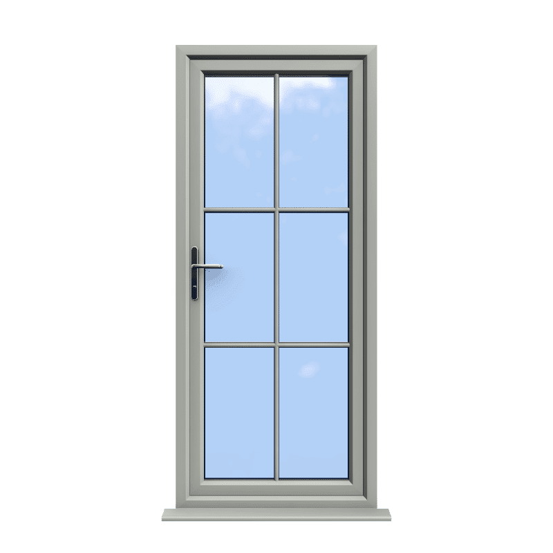 Canterbury - Agate Grey On White uPVC Door Supply Only With Astragal Bar 1 Canterbury - Agate Grey On White uPVC Door Supply Only With Astragal Bar