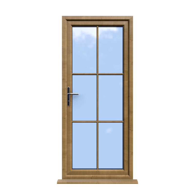 Canterbury - Irish Oak On White uPVC Door Supply Only With Astragal Bar 1 Canterbury - Irish Oak On White uPVC Door Supply Only With Astragal Bar