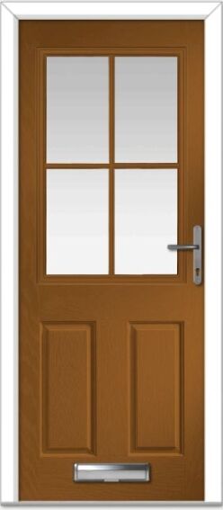 Golden Oak Lyntham 4 Lite Grid Composite Door