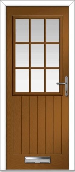 Golden Oak Lyntham Grid Farmhouse Composite Door
