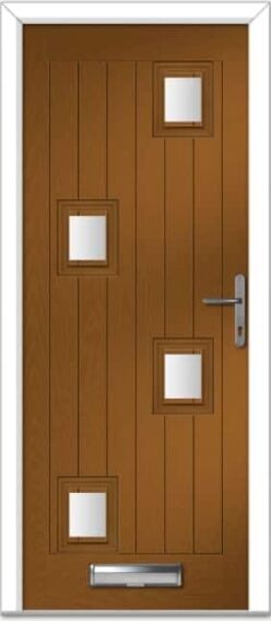 Golden Oak Seminole 5 Left Farmhouse Composite Door