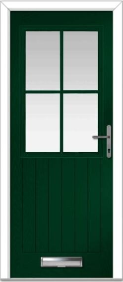 Green Lyntham 4 Lite Grid Farmhouse Composite Door