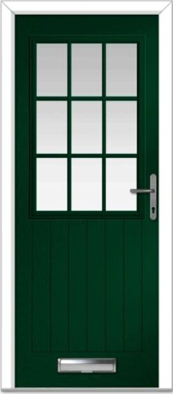 Green Lyntham Grid Farmhouse Composite Door