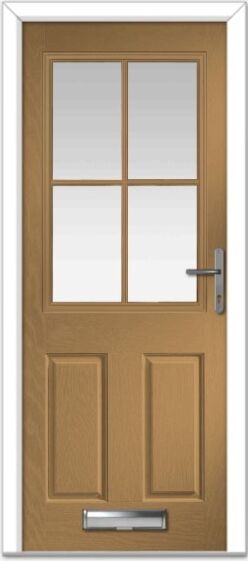 Irish Oak Lyntham 4 Lite Grid Composite Door