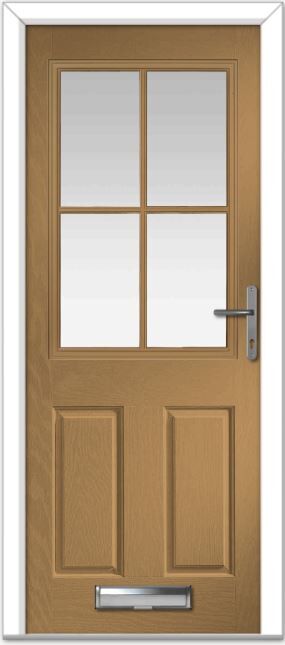 Irish Oak Lyntham 4 Lite Grid Composite Door