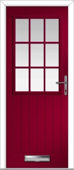 Red Lyntham Grid Farmhouse Composite Door
