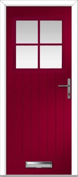 Red Merion 4 Grid Farmhouse Composite Door