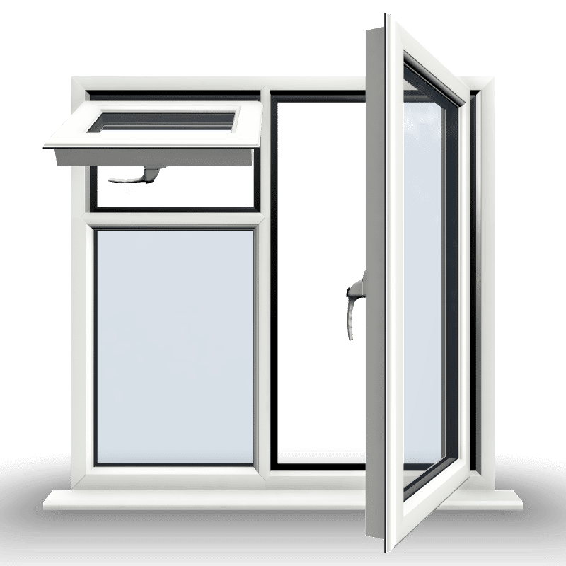 3 Section Right Hung Over Fixed, Right Top Hung Window 1 3 Section Right Hung Over Fixed, Right Top Hung Window