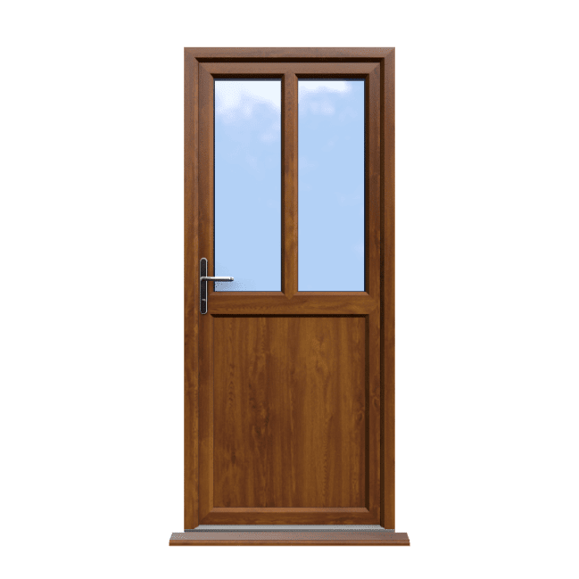 Barnsley - Golden Oak Half Glazed uPVC Door Supply Only