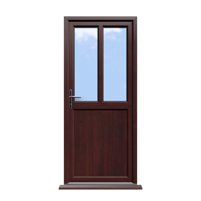 Barnsley - Rosewood Half Glazed uPVC Door Supply Only