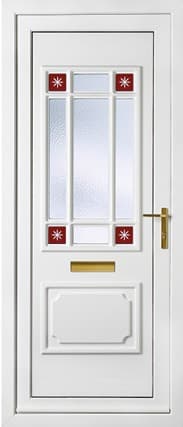 Seville One Corner Red Stars Panel uPVC Door