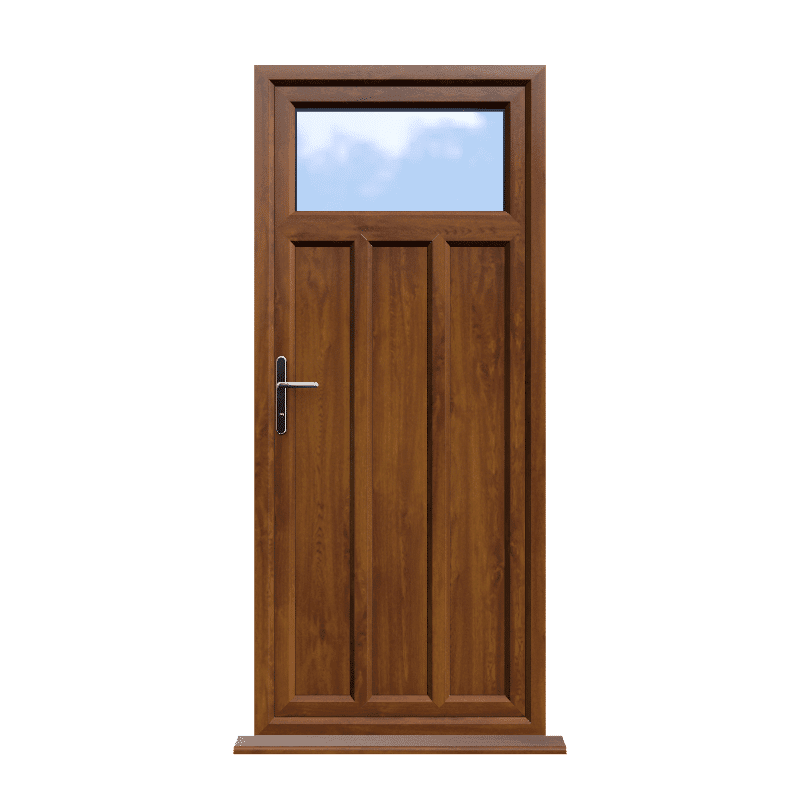 Derby - Golden Oak On White Double Glazed uPVC Door Supply Only 1 Derby - Golden Oak On White Double Glazed uPVC Door Supply Only