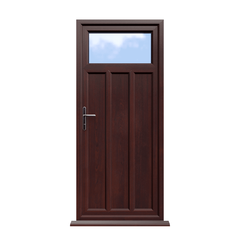 Derby - Rosewood On White Double Glazed uPVC Door Supply Only 1 Derby - Rosewood On White Double Glazed uPVC Door Supply Only