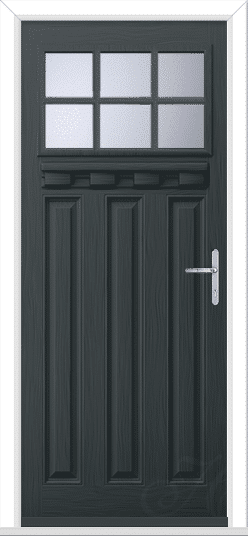 Anthracite Grey Lakewood 1 External Shelf Georgian Bar GRP Composite Door 1 Anthracite Grey Lakewood 1 External Shelf Georgian Bar GRP Composite Door