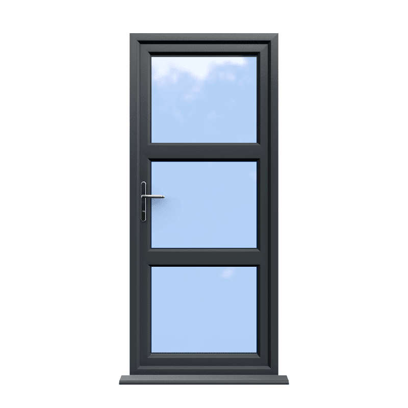 Birmingham - Anthracite Grey On White Double Glazed uPVC Door Supply Only 1 Birmingham - Anthracite Grey Double Glazed uPVC Door Supply Only
