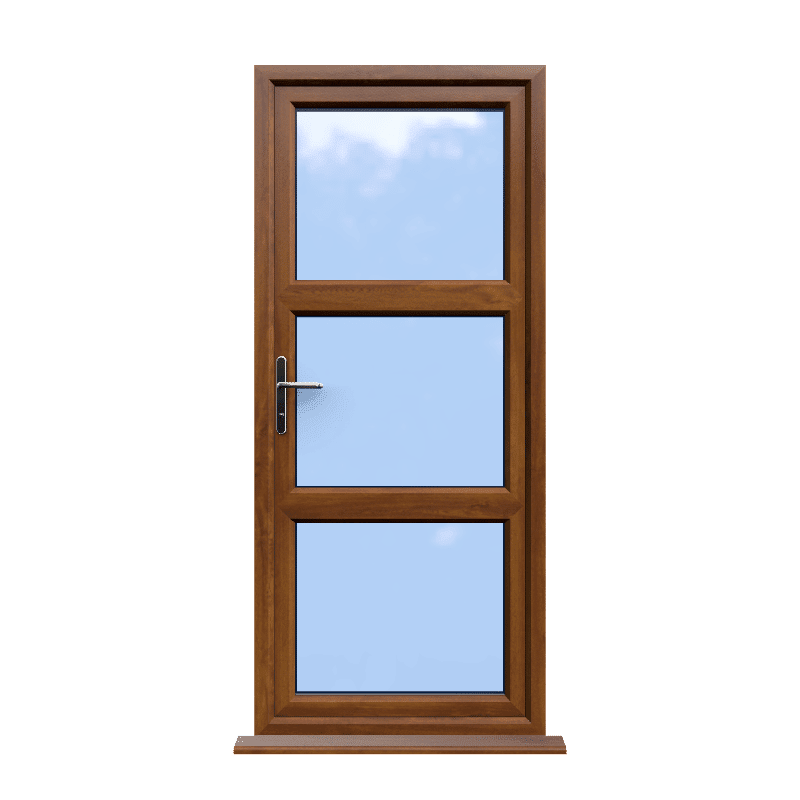 Birmingham - Golden Oak On White Double Glazed uPVC Door Supply Only 1 Birmingham - Golden Oak Double Glazed uPVC Door Supply Only