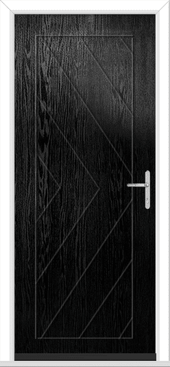 Black Herringbone Solid Left GRP Composite Door 1 Black Herringbone Solid Left GRP Composite Door