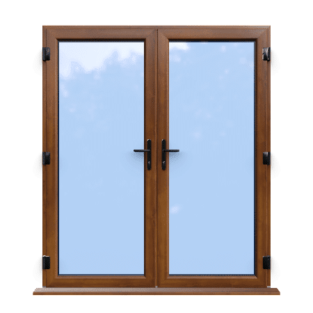 Golden Oak On White Double Glazed uPVC French Door 1 Golden Oak On White Double Glazed uPVC French Door