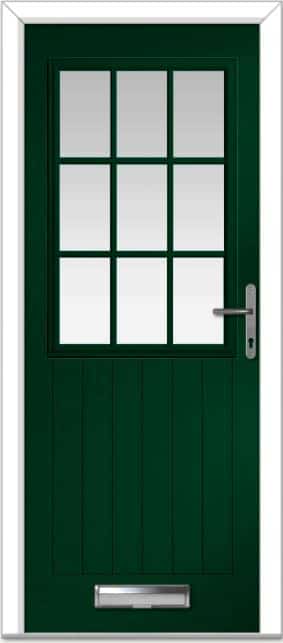 Green Lyntham Grid Farmhouse Composite Door 1 Green Lyntham Grid Farmhouse Composite Door