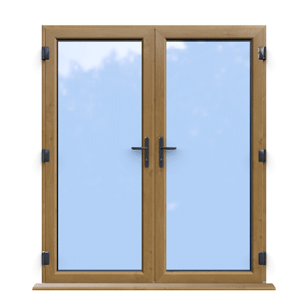 Irish Oak On White Double Glazed uPVC French Door 1 Custom Size Irish Oak Double Glazed uPVC French Door