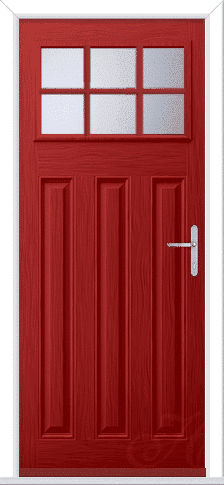 Red Lakewood 1 Georgian Bar GRP Composite Door 1 Red Lakewood 1 Georgian Bar GRP Composite Door