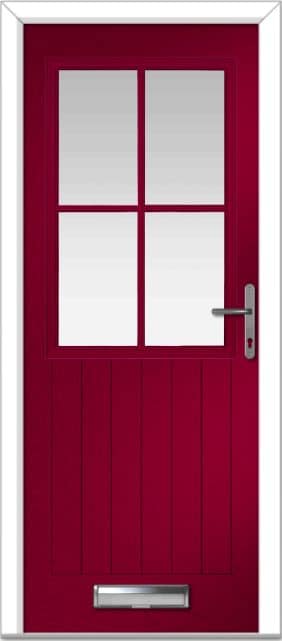 Red Lyntham 4 Lite Grid Farmhouse Composite Door 1 Red Lyntham 4 Lite Grid Farmhouse Composite Door