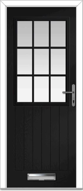 Black Lyntham Grid Farmhouse Composite Door
