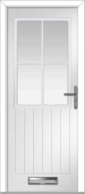White Lyntham 4 Lite Grid Farmhouse Composite Door