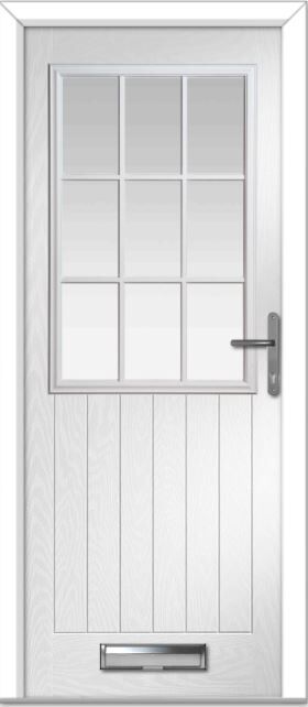 White Lyntham Grid Farmhouse Composite Door