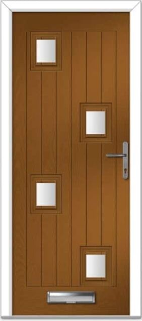 Golden Oak Seminole 5 Right Farmhouse Composite Door