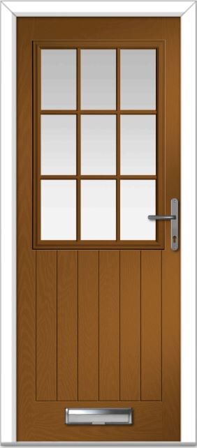 Golden Oak Lyntham Grid Farmhouse Composite Door