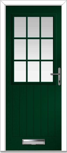 Green Lyntham Grid Farmhouse Composite Door