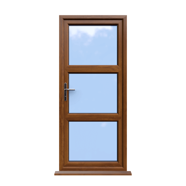 Birmingham - Golden Oak On White Double Glazed uPVC Door Supply Only 1 Birmingham - Golden Oak Double Glazed uPVC Door Supply Only