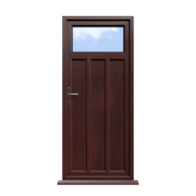 Derby - Rosewood On White Double Glazed uPVC Door Supply Only 1 Derby - Rosewood On White Double Glazed uPVC Door Supply Only