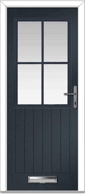 Anthracite Grey Lyntham 4 Lite Grid Farmhouse Composite Door
