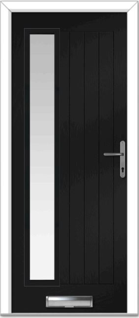 Black Augusta Long Left Farmhouse Composite Door